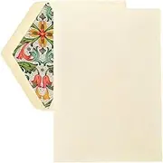 Crane & Co. Red Florentine Half Sheet Writing Paper (30 Sheets & 20 Lined Envelopes, 32lb, Ecru White, Art Deco Style)