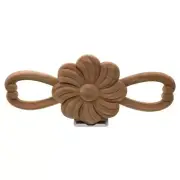 Wood Applique Flower Pattern Carved Round Oak Vintage Onlay Carving Decal