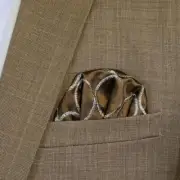 NEW - Men's Bronze 100% Silk Dupioni Embroidered Pre-Folded Pocket Square Insert