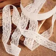 1" Wide x 25 Yards Elastic Floral Pattern White Lace Ribbon for Decorating, Floral Designing and Crafts
