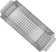Kisangel Stainless Steel Multi Function Bbq Tray with Handles Durable Grill Pan for Veggies and Meat for Outdoor Cooking and Camping Easy to Clean and Maintain
