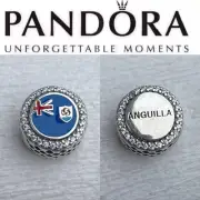 NEW Pandora Anguilla Caribbean Island Exclusive Round Flag Sparkling Charm