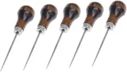 Gogogmee 5pcs Wooden Sewing Awls Durable Leather Craft Tools for Stitching Drilling Patchwork Comfortable Grip Lightweight Portable Scribe Tools for DIY Enthusiasts