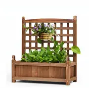Large Wooden Planter Box Garden Raised Bed with High Trellis Pre-Assembly Panel