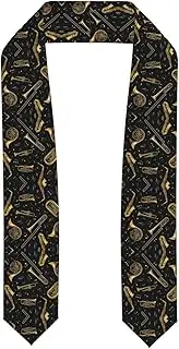 [SKKNT] Musical Instruments Print Graduation Shawl Stole For Academic Commencements Honor Sash Congratulations Gift