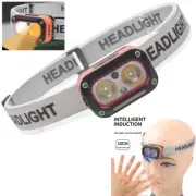 Rechargeable Headlamp LED Headlight Motion Sensor Head Torch Hiking Camping Lamp
