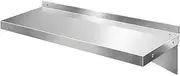 Cefito Stainless Steel Wall Shelf, 90 x 30cm Floating Kitchen Shelves Wall-Mounted Shelving Display Rack Hanging Organizer Storage for Home, Rectangle 1.2mm Thickness Rustproof Silver