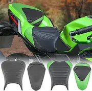 TAZGANTAX Motorcycle Rider Passenger Solo Seat Cushion Pad Cover Sponge Saddle Fits for Ka-wa-sa-ki Ninja400 Ninja 400 Z400 Z 400 2018-2024 Comfortable Travel Seat (Front-Green)