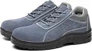 [WCXTY] Work Boots for Men Steel Toe,Casual Durable Non Slip Safety Shoes for Men with Breathable Mesh,Comfortable Lightweight Steel Toe Sneakers for Men,Construction Work Shoes (Color : Gray, Size : 8)