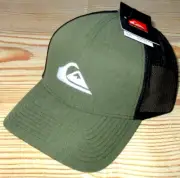 MENS QUIKSILVER MILITARY GREEN FITTED HAT CAP SIZE L/XL