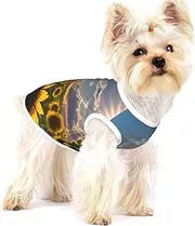 Sunflowers Sunlight print Tshirts for Small Dogs Dog's Fashion Shirt Breathable Sleeveless Shirts for Small Dogs