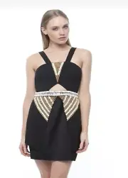 Sass And Bide Black Mini dress AU Size 6 US 2 Worn By Men Sharp Shapes RRP $599