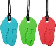 Panny & Mody Australian Local Manufacturer Sensory Chew Necklace for Kids and Boys - Silicone Dinosaur Chewable Necklaces for Teething, Autism, Biting, ADHD, SPD, Oral Sensory Chewy Toy(Blue/Green/Red)