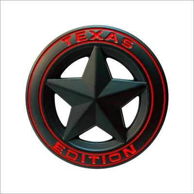 1PC Aluminum Alloy 3D Round Black+Red Texas Edition Auto/Car/Van Emblem Decal
