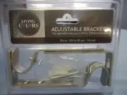 LIVING COLOR BRUSH NICKEL ADJUSTABLE 3 1/2 - 5 CURTAIN ROD BRACKETS 3/4 DIA ROD