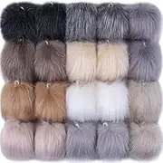20 Pieces DIY Faux Fox Fur with Elastic Loop for Hats Keychains Scarves Gloves Bags Accessories