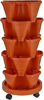 Stackable 5-Tier Stacking Planters with Tray Flow Grid System Vertical Garden