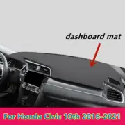 Leather Car Dashboard Cover Dash Protector Mat For Honda Civic 10th 2016-2021 (for: Honda Civic)