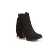 NEW STEVE MADDEN $139 BLACK WOODSTOCK FRINGE LEATHER BOOTS SZ 6.5