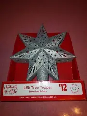 Christmas Tree Topper Star Projector Rotating Snowflake Glitter LED Xmas Decor