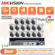 Hikvision 16CH Full Color CCTV System 4K ColorVu Security Camera with Audio F1.0