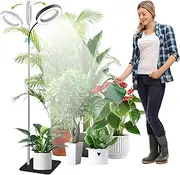 Floor Grow Lights for Indoor Plants, Full Spectrum Plant Light with Stand for Large Plants, Halo Plant Grow Light with 3/9/12H Timer, 10 Plant Lights