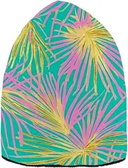 Tropical Palm Tree Peach and Gold Leaves Men Beanie Hats for Women Windproof for Hiking, Tropical Palm Tree Peach and Gold Leaves, One Size