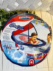 NEW SwimWays Baby Spring Float Swim Pool Sun Canopy Blue & Red (9-24 mos.)
