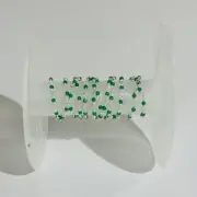 2mm Green Hydro Beads Rosary Chain, 925 Streling Silver Wire Wrapped