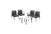 Livsip Outdoor Patio Lounge Set White Marble Table Sets 4pc Rattan Chairs