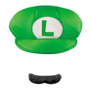 Luigi Hat Mustache Green Super Mario Brothers Halloween Adult Costume Accessory