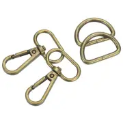 Swivel Snap Hook, Push Gate Lobster Claw Clasp with D-Rings (1", Bronze)