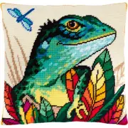 Tapestry Pillow Cover DIY kit "Lizard" Needlepoint kit Printed canvas