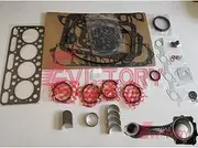 for KUBOTA V1702 Overhaul Rebuild kit Piston Ring + Complete Gasket kit + crankshaft Main Small Bearing Set + Connecting Rod