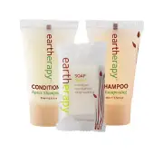 BULK 200 Mixed Pack Eartherapy Hotel Shampoo, Conditioner & Soap 15ml | Bnb Supp
