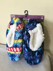 Womens Ladies Disney Stitch 2 Pair Fuzzy Babba Slipper Socks Size 7-9.5 NEW