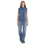 Replay Womens Shirts Sleeveless Blouse In Denim Blue