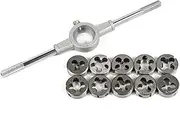 BLBMTCBCAG 11 Pcs Metric Tap Die Set Carbon Steel Screw Thread Drill Kit Taps Wrench Kit Professional Thread Gauge Hand Tools Sheet Metal Tools