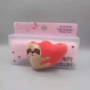 Valentine Beauty shop heart sloth pink plush spa bunny headband 9 inches NIB