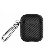 2PC Carbon Fiber ShockProof for Apple AirPods Soft Protective Case Keychain Buckle black