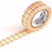 mt Patterns Washi Paper Masking Tape: 3/5 in. x 33 ft. (Koushi Grid Red)