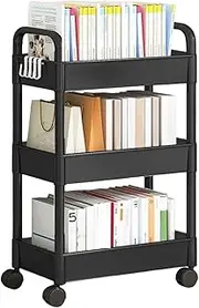 Rolling Utility Carts - Snack Cart Rolling Shelf Rack | 3-Tier Storage Trolley Wheels | Storage Rack Wheels | Portable Storage Cart for Kitchen, Bathroom, Laundry and Makeup