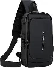 [Generic] New Carbon Fiber Streamline Anti-Theft Sling Bag, USB Charging Sport Sling, Waterproof Shoulder Backpack, Sports Crossbody Bag