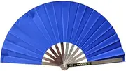 Perfeclan Stainless Steel Folding Hand Fan Tai Fan Chinese Kung Fu Fan for Stage Performance Dancing Props Festivals Party Supplies, Blue