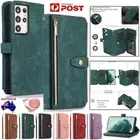 For Samsung S24 S23 S22 S21 S20 FE Ultra Plus Zip Wallet Case Leather Flip Cover