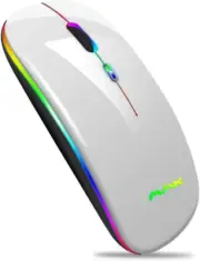 Wireless Bluetooth Mouse, Rechargeable USB Optical Mouse, LED Slim Dual Mode(Blu