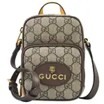 GUCCI NEO VINTAGE系列 經典印花拼接兩用迷你記者包/小方包(駝/棕)