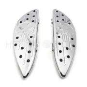 Chrome Skull Driver Stretched Floorboard For Harley Touring Softail FL Dyna FLD