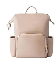 Gvblkq Durabled Nappy Bag Baby Bags, Water-Resistant PU Leather Toddler Bag, Fashionable Mommy Daypack, Unisex Travel Diaper Backpack for, 16.14x13.78x7.87 inches, Creamy, Refer to description