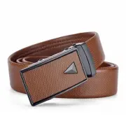Stylish Men's Ratcheting Belt Adjustable Automatic Buckle BROWN